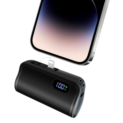 SOLPOWBEN 6000mAh Mini Type-C Portable Charger Power Bank for iPhone android with LED Display Type-C Power Bank Compatible with iPhone 15/15 pro/15 plus,14/14 Pro / 14 Plus Series (Black)