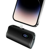 SOLPOWBEN 6000mAh Mini Type-C Portable Charger Power Bank for iPhone android with LED Display Type-C Power Bank Compatible with iPhone 15/15 pro/15 plus,14/14 Pro / 14 Plus Series Black