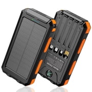 SOLPOWBEN 20000mAh Solar Power Bank Type-C 12W Fast Charging Compatible for iPhone Portable Charger with SOS Flashlight for Outdoor Use Orange