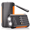 thumbnail image 1 of SOLPOWBEN Solar Power Bank 20000mAh Portable Charger for Cell Phones, 15W Fast Charging, Built-in 4 Cables, with Dual LED Flashlight for Camping, Hiking and Emergency, 1 of 10