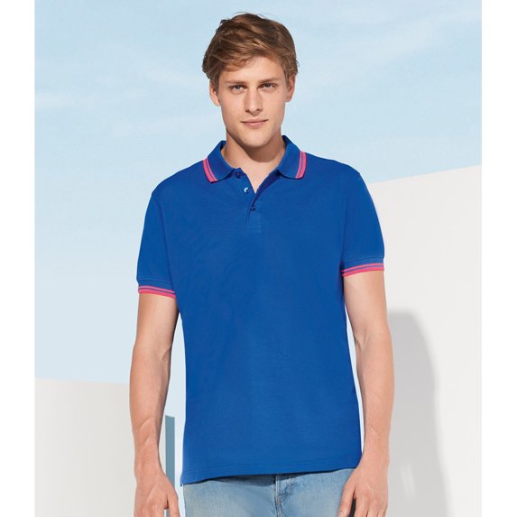 SOLS Mens Pasadena Tipped Short Sleeve Pique Polo Shirt