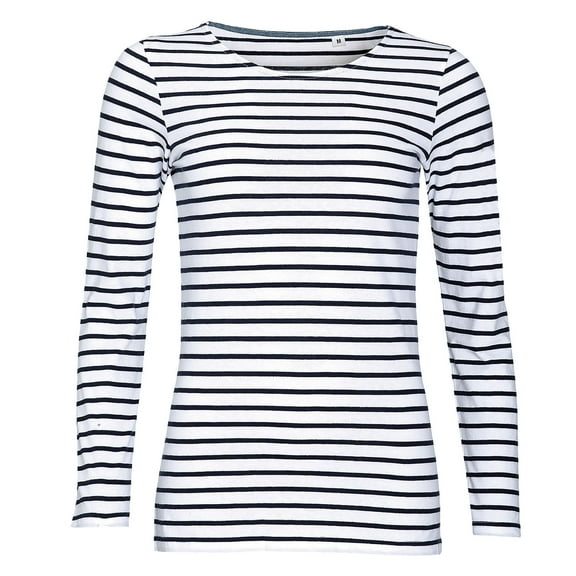 SOLS Womens Marine Long Sleeve Stripe T-Shirt