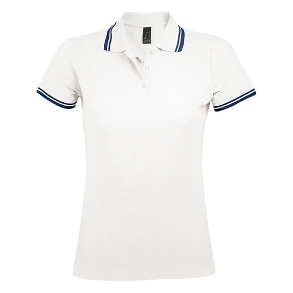 SOLS Womens Pasadena Tipped Short Sleeve Pique Polo Shirt