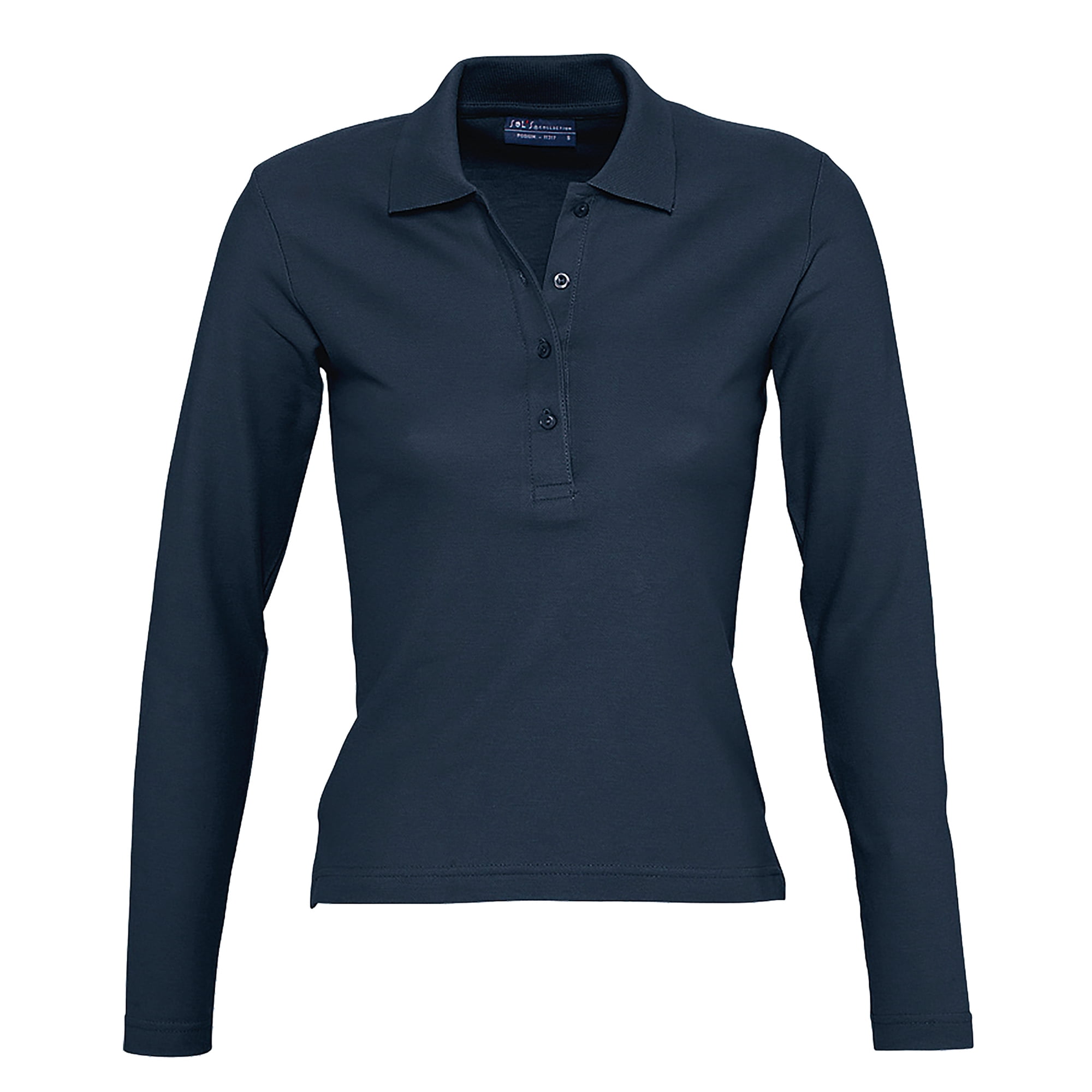 SOLS Womens/Ladies Podium Long Sleeve Pique Cotton Polo Shirt - Walmart.com
