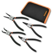 SOLUDE 4 Pcs Snap Ring Pliers Set, 7-inch Circlip Pliers Kit with Straight/Bent Jaw,Internal/External Heavy Duty Snap Ring Tool for Ring Remover Retaining