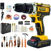 SOLUDE Cordless Drill Set,16.8V Power Drill Driver with 124-Piece Home Repair Tool Kit,3/8