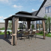 SOLUMIA 10' x 12' Hardtop Gazebo with Galvanized Steel Double Roof and Aluminum Frame for Patio