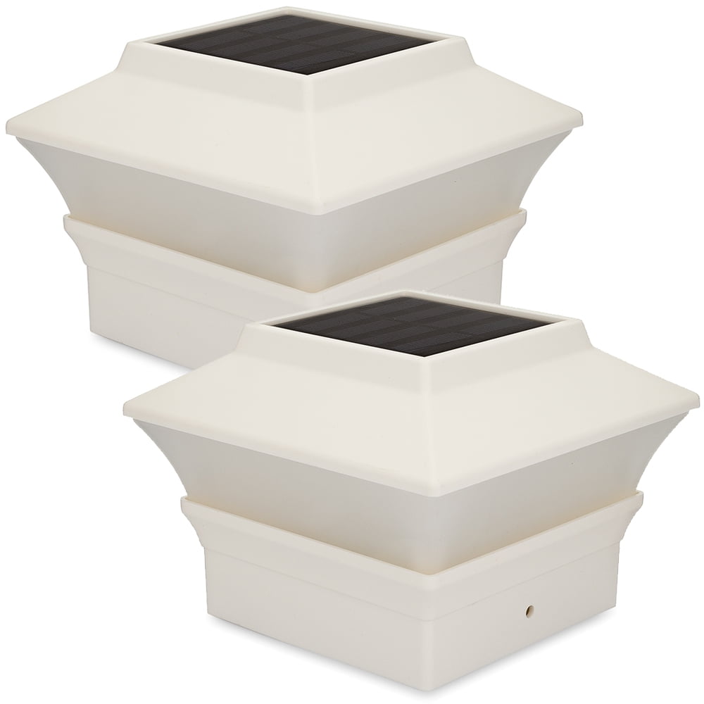 White Solar Powered LED Post Cap Lights, 4x4, 2-Pack