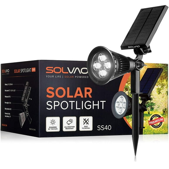 SOLVAO Solar Spot Light for Flags and Uplighting, 4 LED Outdoor Solar Spotlight