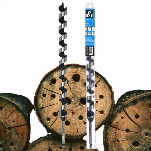 SOMADA 1-Inch x 17-Inch Auger Drill Bit for Wood, Quick Change Hex Shank 3/8-Inch, Ship Auger Long Drill Bit for Soft and Hard Wood, Plastic, Drywall and Composite Materials