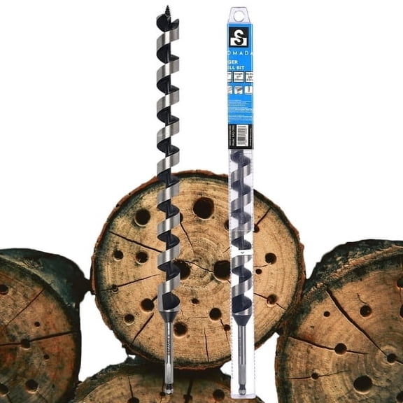 SOMADA 1-inch X 17-inch Auger Drill Bit for Wood, Quick Change Hex Shank 3/8-inch, Ship Auger Long Drill Bit for Soft and Hard Wood, Plastic, Drywall and Composite Materials