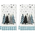 thumbnail image 1 of SOME THING Beige Blue Xmas Trees Christmas Kitchen Towels Dish Towels, 18x26 Inch Buffalo Plaid Daily Winter Decoration Hand Towels Set of 2, 1 of 6