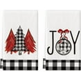 thumbnail image 1 of SOME THING Black White Buffalo Plaid Xmas Trees Joy Christmas Kitchen Towels Dish Towels, 18x26 Inch Seasonal Winter Decoration Hand Towels Set of 2, 1 of 6