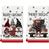 SOME THING Gnome Truck Merry Christmas Kitchen Towels Dish Towels, 18x26 Inch Holiday Xmas Tree Winter Decoration Hand Towels Set of 2