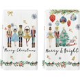 thumbnail image 1 of SOME THING Nutcrackers Xmas Balls and Trees Merry Christmas Kitchen Towels Dish Towels, 18x26 Inch Snowflakes Decoration Hand Towels Set of 2, 1 of 6