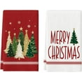 thumbnail image 1 of SOME THING Red Xmas Tree Merry Christmas Kitchen Towels Dish Towels, 18x26 Inch Farmhouse Star Holiday Winter Decoration Hand Towels Set of 2, 1 of 6
