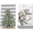thumbnail image 1 of SOME THING Xmas Tree Snowman Winter Kitchen Towels Dish Towels, 18x26 Inch Holiday Let It Snow Christmas Decoration Hand Towels Set of 2, 1 of 6