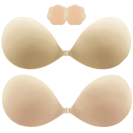 SOMER 2 Pairs Sticky Bra, Backless Bra, Reusable Adhesive Bra, Strapless Bras for Women, Push up Sticky Bra for Backless Dress Top, Adhesive Invisible Lift Up Bras with Nipple Covers