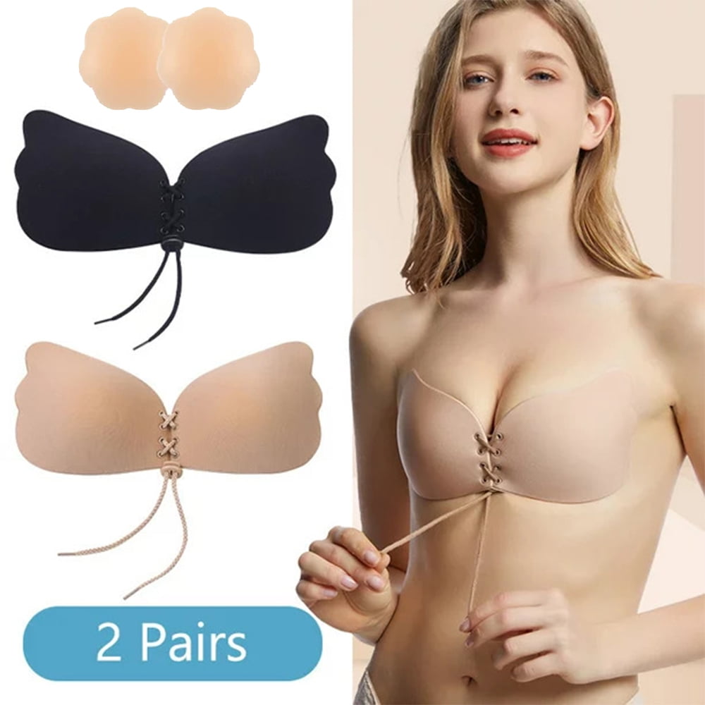 Youloveit 2 Pack Apricot Bras Push up Silicone Bra Self Adhesive Strapless  Sticky Invisible for Backless Dress with Nipple Covers Aprocot
