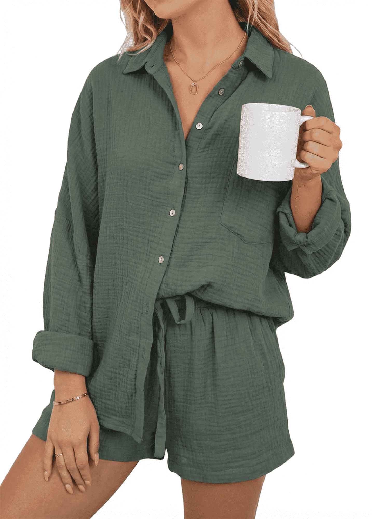 Spring Pj Sets SOMER Women’s 2 Piece Pajama Set Button Down Long Sleeve Shirt and ...
