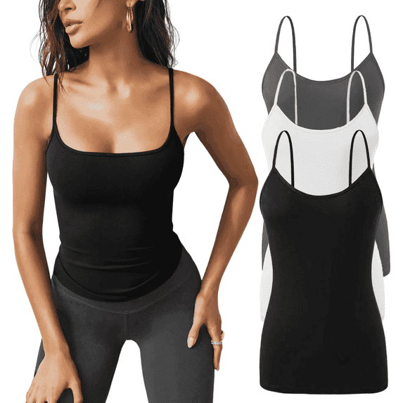 SOMER 3 Pack Women's Tank Tops Square Neck Sleeveless Ladies Tank Top Undershirts