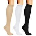 thumbnail image 1 of SOMER 3 Pairs Socks for Women & Men Knee High Socks is Best Support for Running, Travel and Cycling Black/White/Nude, 1 of 5
