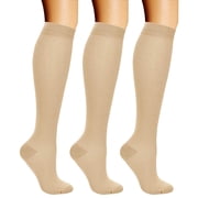 3 Pairs Socks for Women & Men Knee High Socks is Best Support for Running, Travel and Cycling Nude