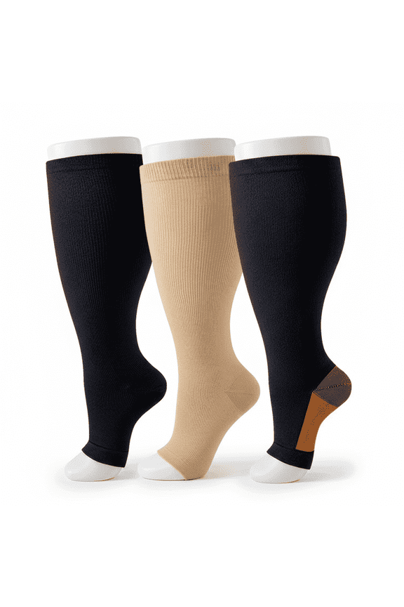 3 Pairs Socks for Women Knee High Socks Plus Size 2XL