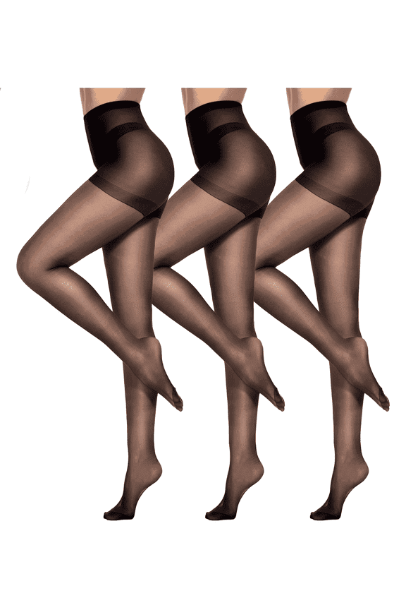 3 Pair Black Tights for Women Sheer Pantyhose Set Stockings for Women Comfort with Reinforced Toe Fashion Pantyhose