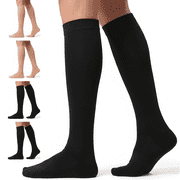 SOMER 4 Pairs Compression Socks for Women Thigh High Extra Long Cotton Knit Knee Long Socks, 2 Pieces Black + 2 Pieces Nude