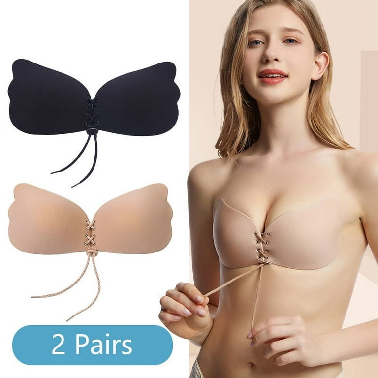 Bafully Invisible Adhesive Strapless Bra 2 Pack Sticky Push Up