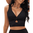 thumbnail image 1 of SOMER Bikini Tops for Women Cropped Tankini Top with Knot Twist Cut Out Padded Adjustable Swimwear Top Only, 1 of 7