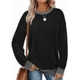 thumbnail image 1 of SOMER Long Sleeve Shirts for Women, Trendy Crew Neck Sweatshirt for Women, Cotton Cute Basic Tees for Women, Color Block Casual Womens Fall Tops Soft Comfy, 1 of 7