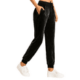 thumbnail image 1 of SOMER Sweatpants Joggers for Women In Velvet Lounge High Waisted Drawstring for Workout Running with Pockets Black, 1 of 6