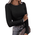 thumbnail image 1 of SOMER Long Sleeve Shirts for Women Long Sleeve, Slim Fit Crew Neck Stretchy Basic Tee Women’s Ribbed Top, Casual Solid Color Fall Winter Shirt, 1 of 7