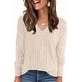 thumbnail image 1 of SOMER Long Sleeve Shirts for Women V Neck Casual Fall Tops Loose Fit Lightweight Sweaters Tunic Fashion 2025 Clothes Beige, 1 of 8
