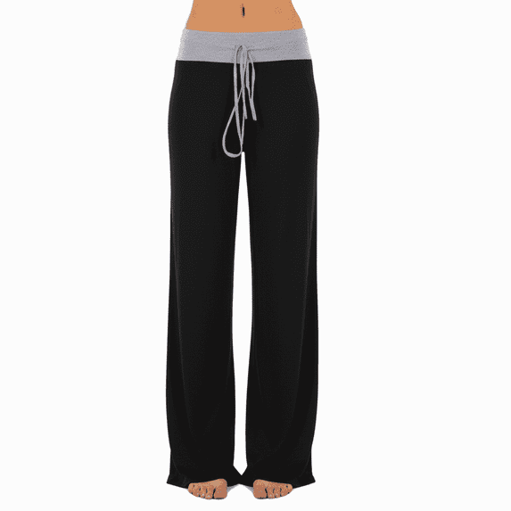 SOMER Lounge Pants for Women Casual Wide Leg with Contrast Waistband Drawstring Comfy Stretch Pajama Bottoms