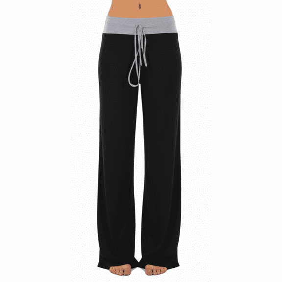 SOMER Wide Leg Pants for Women Lounge Pants Casual with Contrast Drawstring Palazzo Pants Loose Comfy Casual Bottoms Black