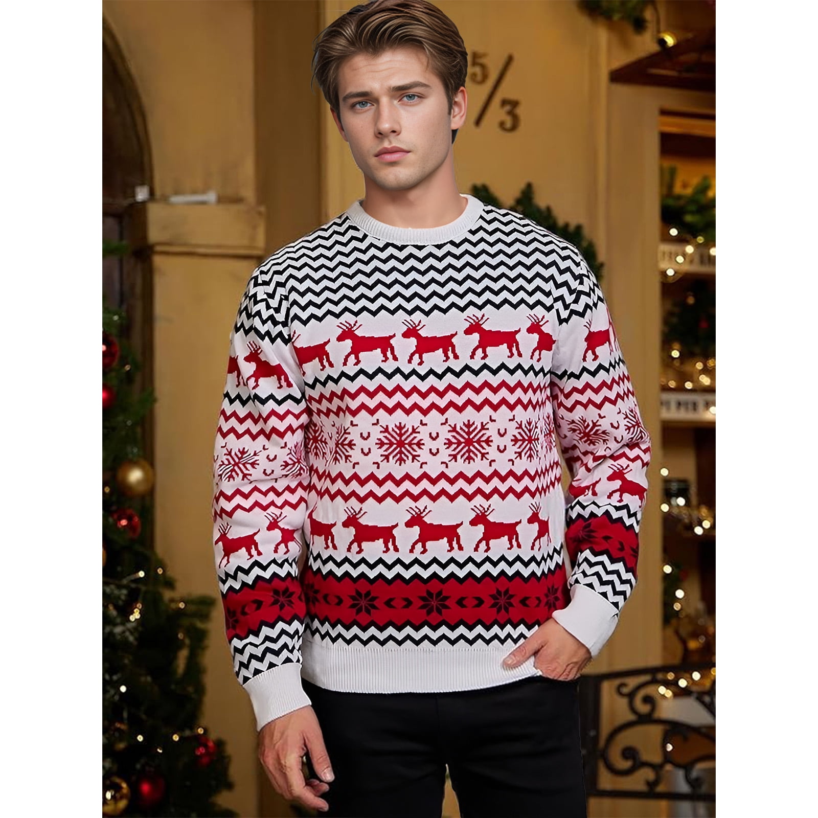 SOMER Men Christmas Sweater Family Couples Warm Thick Casual Knitted ...