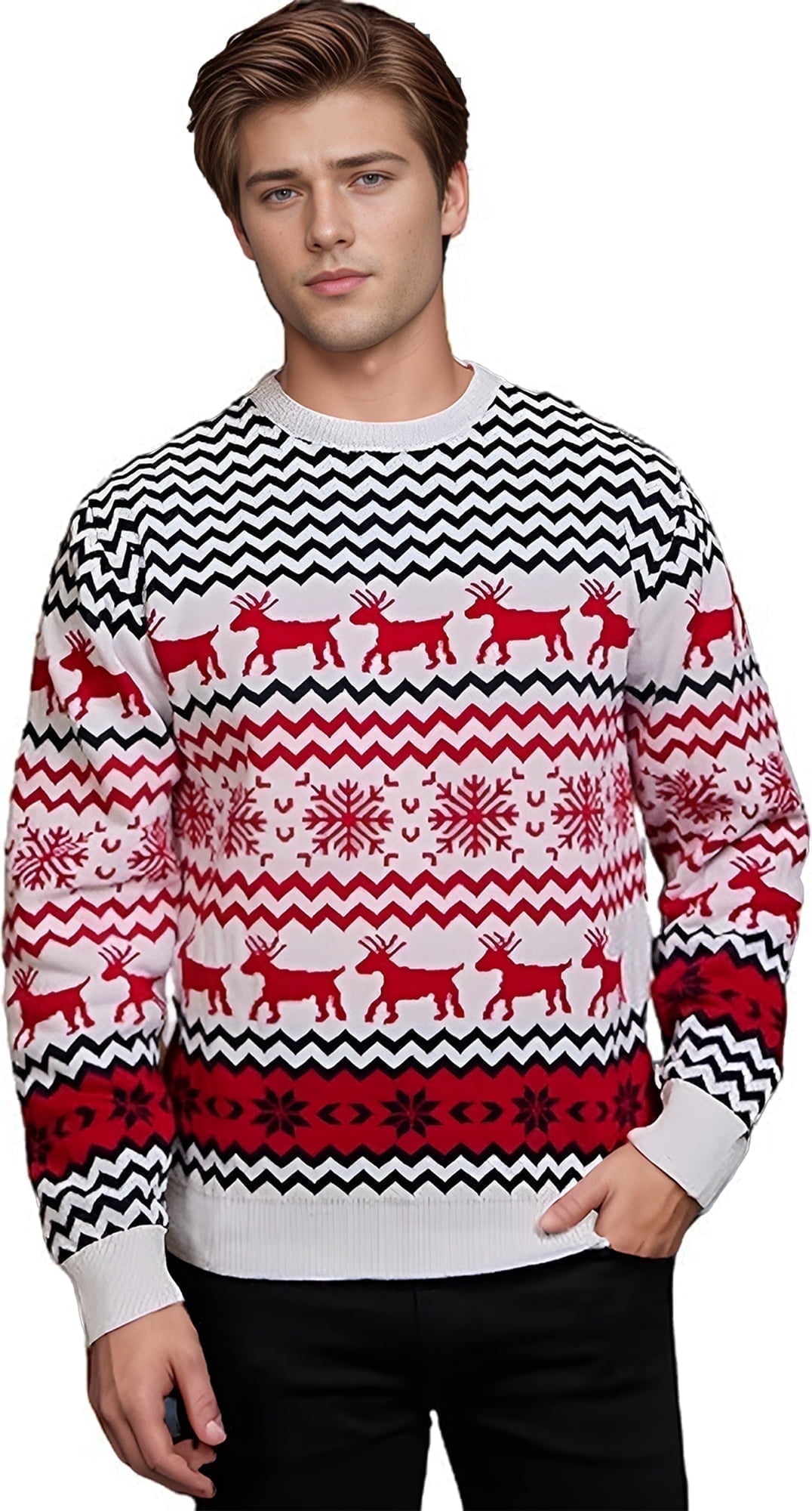 SOMER Men’s Christmas Sweater Warm Thick Knit Pullover Reindeer — free download