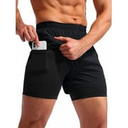 SOMER Men’s 2 in 1 Running Shorts Quick Dry Gym Athletic Workout Shorts for Men with Phone Pockets