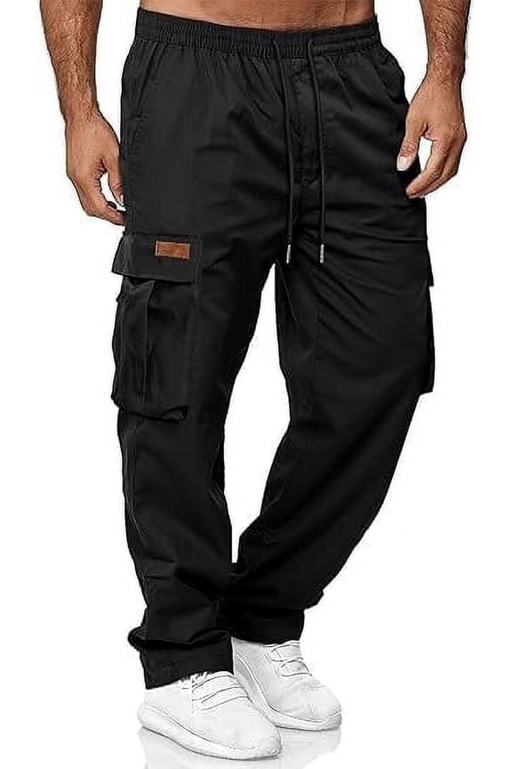 Men's Cargo Sweatpants Casual Workout Joggers Loose Athletic Pants for Men with Pockets,polyester fabric