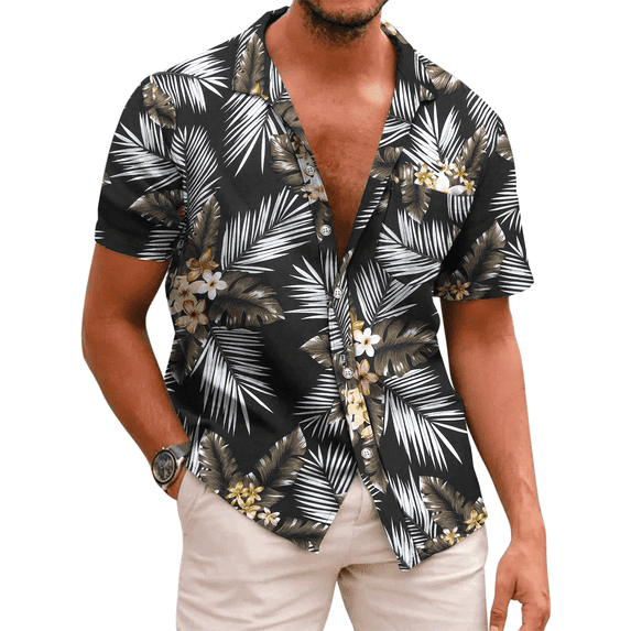 SOMER Men's Hawaiian Shirts Short Sleeve Button Down Beach Shirt Casual Floral Dress Summer Shirt