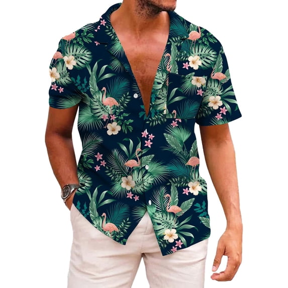 SOMER Men's Hawaiian Shirts Short Sleeve Casual Button Down Beach Shirt