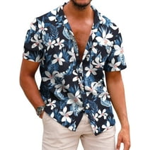 Floleo Tops Clearance Men's Hawaiian Shirt Short Sleeves Printed Button ...