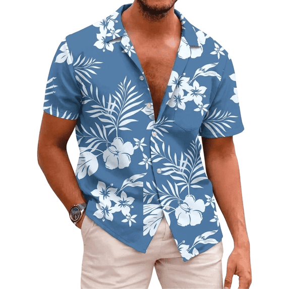 SOMER Men's Hawaiian Shirts Short Sleeve Button Down Beach Shirt Casual Floral Dress Summer Shirt