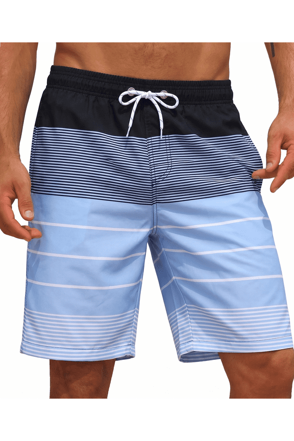 Men's Swim Trunks Long Bathing Suits with Mesh Lining and Pockets Quick Dry Beach Board Shorts