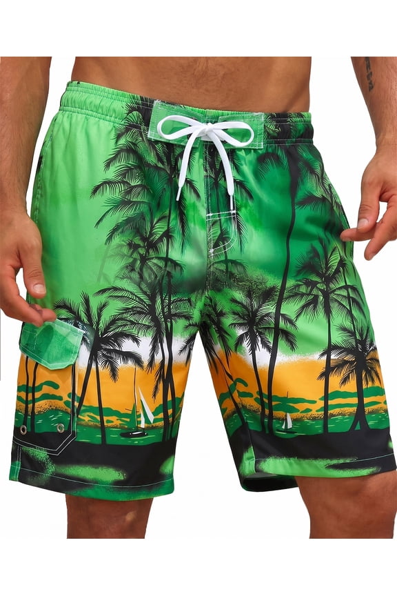 Men's Swim Trunks Long Bathing Suits with Mesh Lining and Pockets Quick Dry Beach Board Shorts