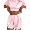 thumbnail image 1 of SOMER Pajamas for Women Set 2 Piece Striped Lounge Set Pink Pjs Sets Short Sleeve Tops with Shorts Sleepwear Casual Split Short Sets 2026, 1 of 6