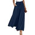 thumbnail image 1 of SOMER Pants for Women Flowy Dressy Pant Casual Wide Leg Palazzo Pants Elastic High Waist with Pocket Navy BlueSummer, 1 of 10